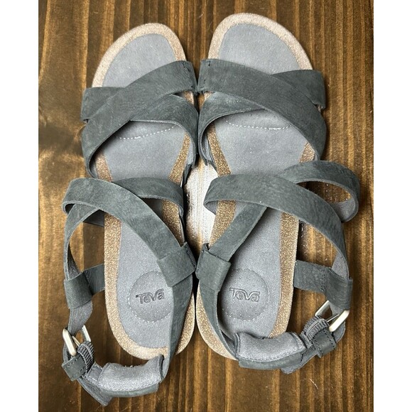 TEVA Mahonia Wedge Cross Strap Wedge Leather Sandals Strappy Women's 9.5 - Picture 6 of 11